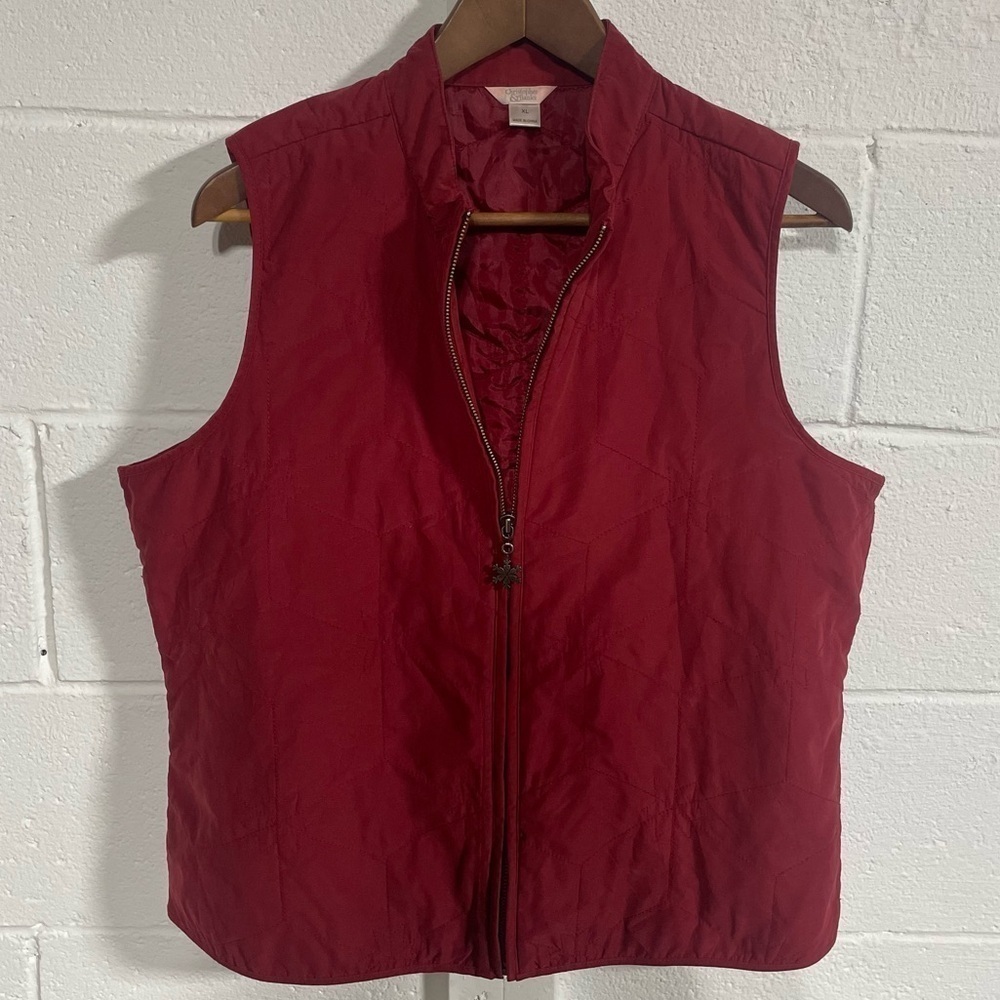 Christopher & Banks Red Snowflake Stitching Detail Women’s Vest Sz XL